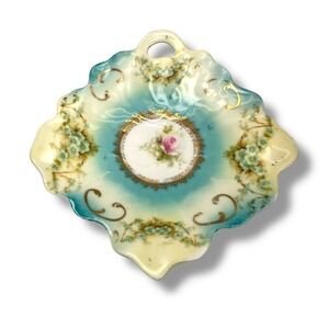 Antique Vtg Wheelock Vienna Austria Floral Porcelain Trinket Dish Plate